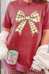 Gold Gingham Bow Comfort Colors Adult Ring-Spun Cotton Tee