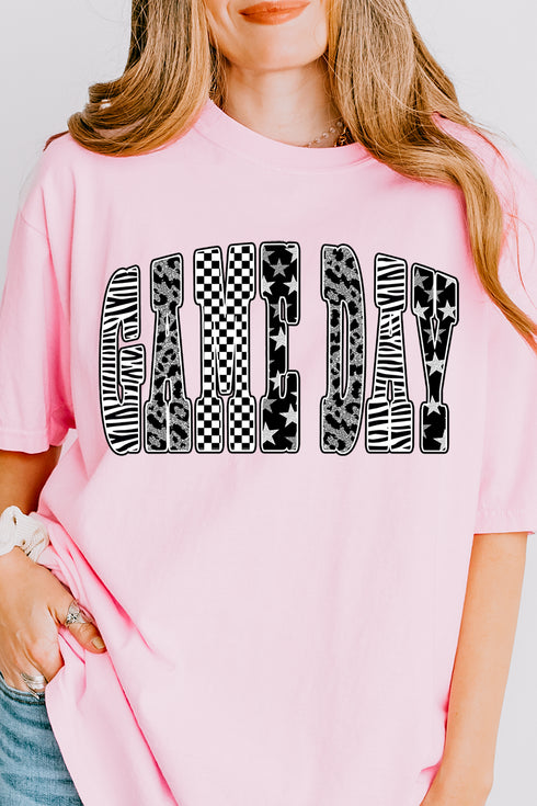Groovy Game Day Check Comfort Colors Adult Ring-Spun Cotton Tee