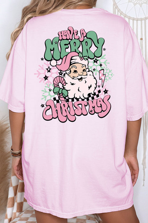 Groovy Merry Christmas Front & Back Comfort Colors Adult Ring-Spun Cotton Tee