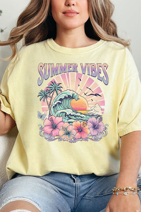 Hawaiian Summer Vibes Comfort Colors Adult Ring-Spun Cotton Tee