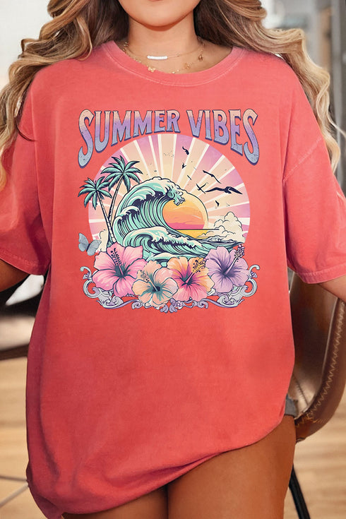 Hawaiian Summer Vibes Comfort Colors Adult Ring-Spun Cotton Tee