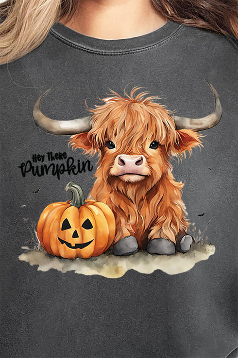 Hey There Pumpkin Highland Cow Comfort Colors Adult Ring-Spun Cotton Tee