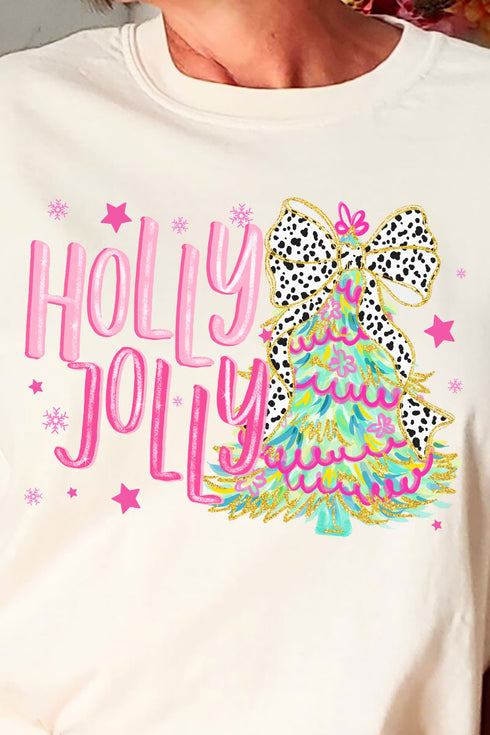 Holly Jolly Christmas Tree Comfort Colors Adult Ring-Spun Cotton Tee