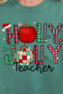 Holly Jolly Teacher Comfort Colors Adult Ring-Spun Cotton Tee