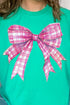 Hot Pink Gingham Bow Comfort Colors Adult Ring-Spun Cotton Tee