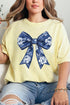 Imperial Blue Chinoiserie Bow Comfort Colors Adult Ring-Spun Cotton Tee