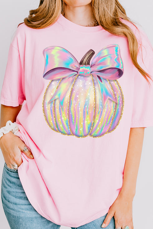 Iridescent Bow Pumpkin Comfort Colors Adult Ring-Spun Cotton Tee