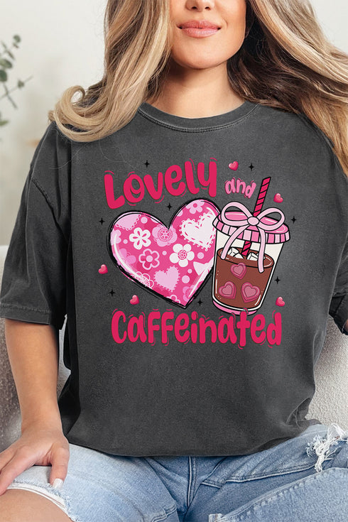 Lovely And Caffeinated Comfort Colors Adult Ring-Spun Cotton Tee