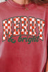 Merry And Bright Checkered Comfort Colors Adult Ring-Spun Cotton Tee