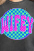 Neon Checkered Wifey Comfort Colors Adult Ring-Spun Cotton Tee