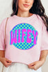 Neon Checkered Wifey Comfort Colors Adult Ring-Spun Cotton Tee