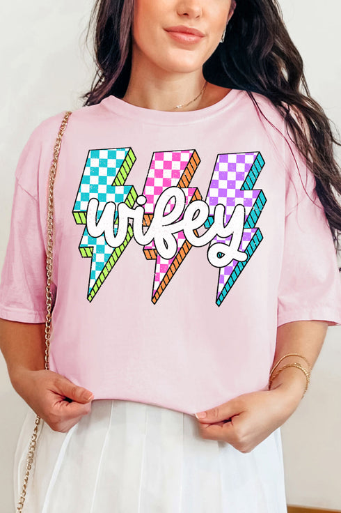 Neon Lightning Wifey Comfort Colors Adult Ring-Spun Cotton Tee