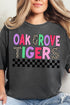 Oak Grove Tigers Checkered School & Mascot Comfort Colors Adult Ring-Spun Cotton Tee