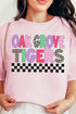 Oak Grove Tigers Checkered School & Mascot Comfort Colors Adult Ring-Spun Cotton Tee