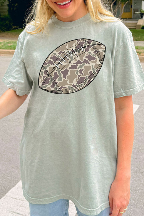 Old School Camo Football Comfort Colors Adult Ring-Spun Cotton Tee