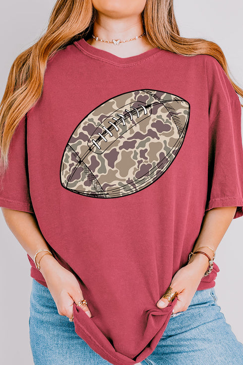 Old School Camo Football Comfort Colors Adult Ring-Spun Cotton Tee