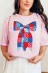 Patchwork Patriotic Bow Comfort Colors Adult Ring-Spun Cotton Tee