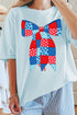 Patchwork Patriotic Bow Comfort Colors Adult Ring-Spun Cotton Tee