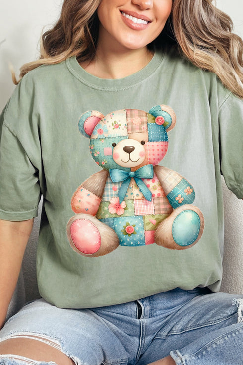 Patchwork Teddy Bear Comfort Colors Adult Ring-Spun Cotton Tee