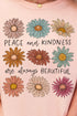 Peace and Kindness Daisy Comfort Colors Adult Ring-Spun Cotton Tee