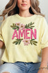 Pink Amen Faux Embroidery Comfort Colors Adult Ring-Spun Cotton Tee