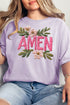 Pink Amen Faux Embroidery Comfort Colors Adult Ring-Spun Cotton Tee