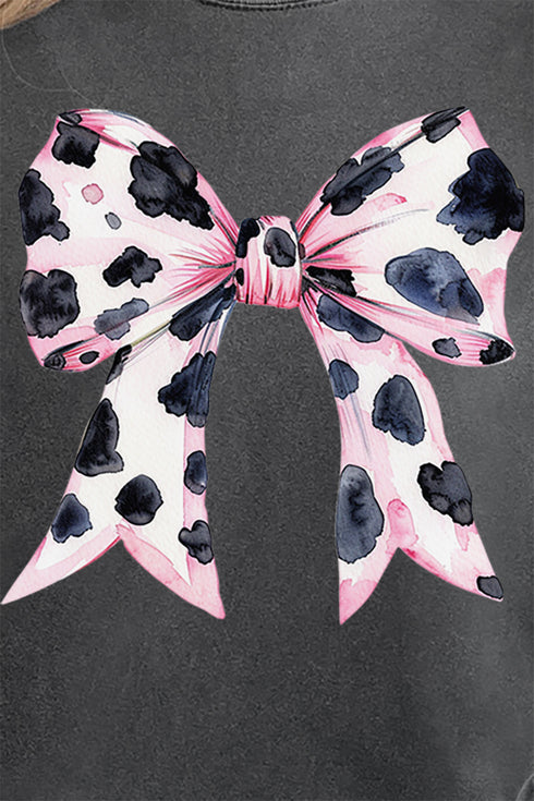 Pink Cow Coquette Bow Comfort Colors Adult Ring-Spun Cotton Tee