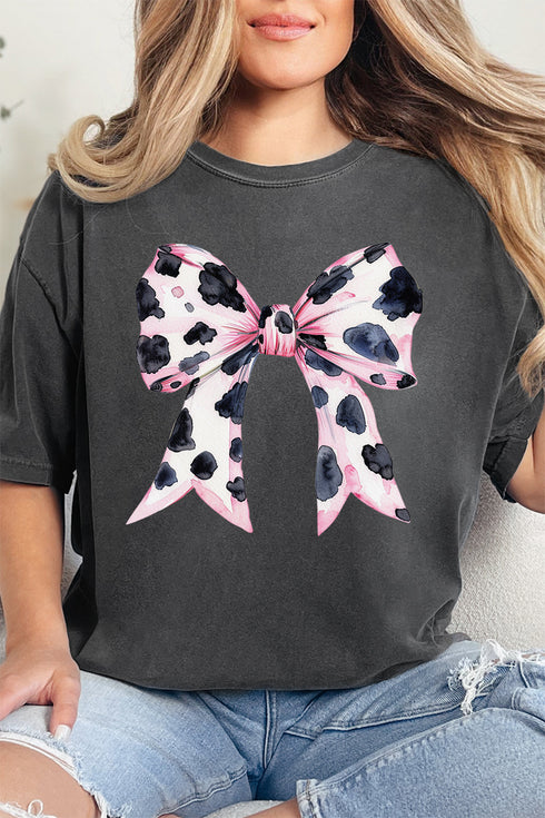 Pink Cow Coquette Bow Comfort Colors Adult Ring-Spun Cotton Tee