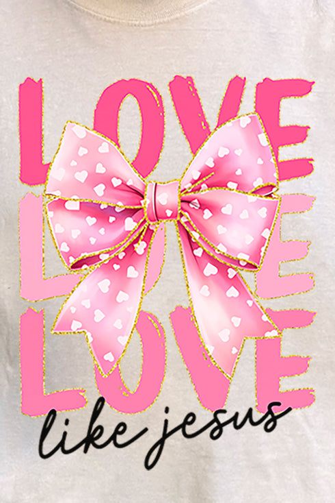 Pink Bow Love Like Jesus Comfort Colors Adult Ring-Spun Cotton Tee