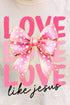 Pink Bow Love Like Jesus Comfort Colors Adult Ring-Spun Cotton Tee