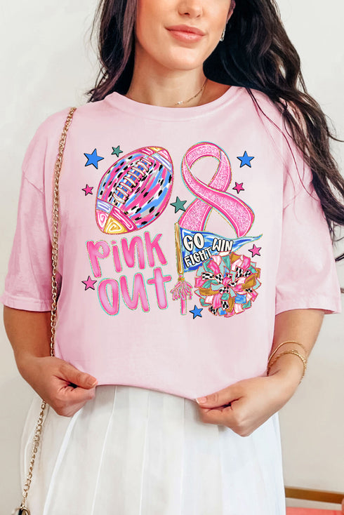 Pink Out Ribbon Doodle Comfort Colors Adult Ring-Spun Cotton Tee