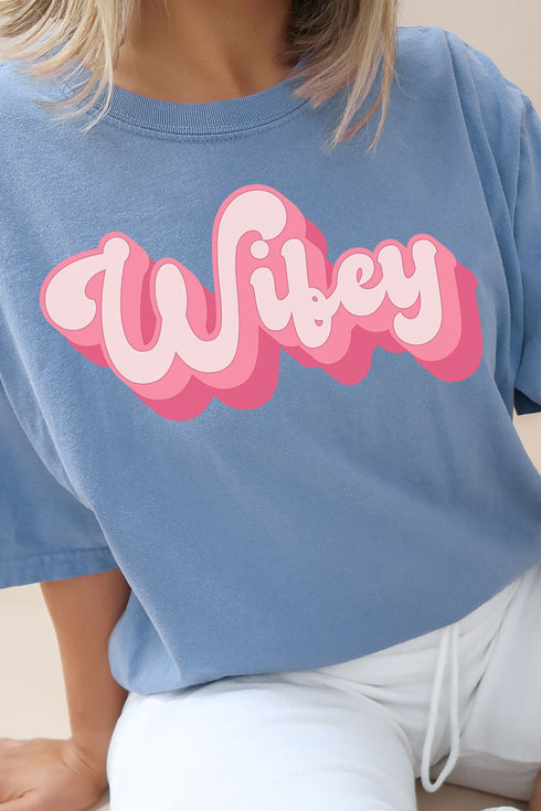 Pink Retro Wifey Comfort Colors Adult Ring-Spun Cotton Tee