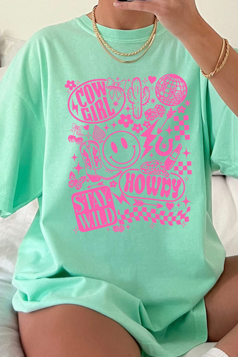 Pink Western Collage Comfort Colors Adult Ring-Spun Cotton Tee