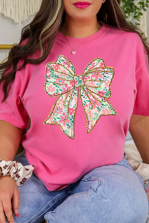 Preppy Blossom Bow Comfort Colors Adult Ring-Spun Cotton Tee
