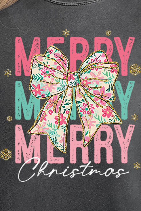 Preppy Blossom Merry Christmas Comfort Colors Adult Ring-Spun Cotton Tee