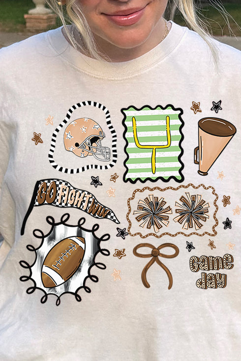 Preppy Game Day Doodle Comfort Colors Adult Ring-Spun Cotton Tee