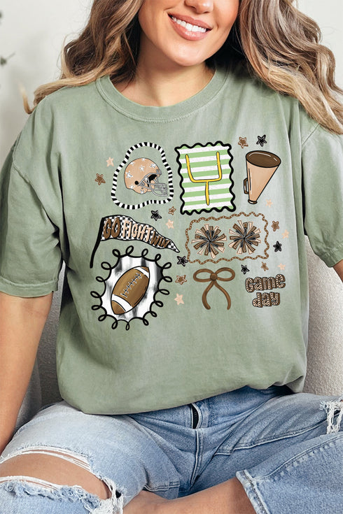 Preppy Game Day Doodle Comfort Colors Adult Ring-Spun Cotton Tee