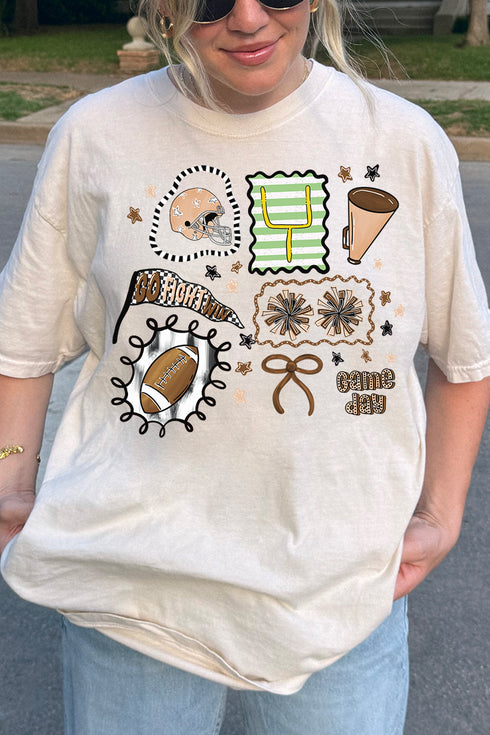 Preppy Game Day Doodle Comfort Colors Adult Ring-Spun Cotton Tee