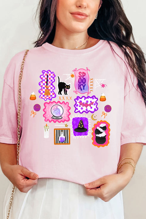 Preppy Halloween Doodle Comfort Colors Adult Ring-Spun Cotton Tee