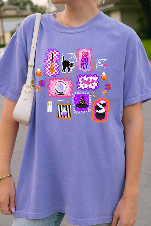 Preppy Halloween Doodle Comfort Colors Adult Ring-Spun Cotton Tee