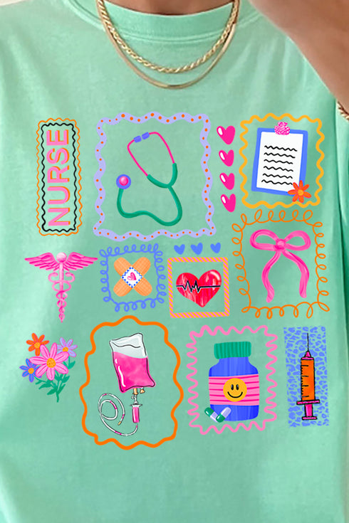 Preppy Nurse Swirl Comfort Colors Adult Ring-Spun Cotton Tee