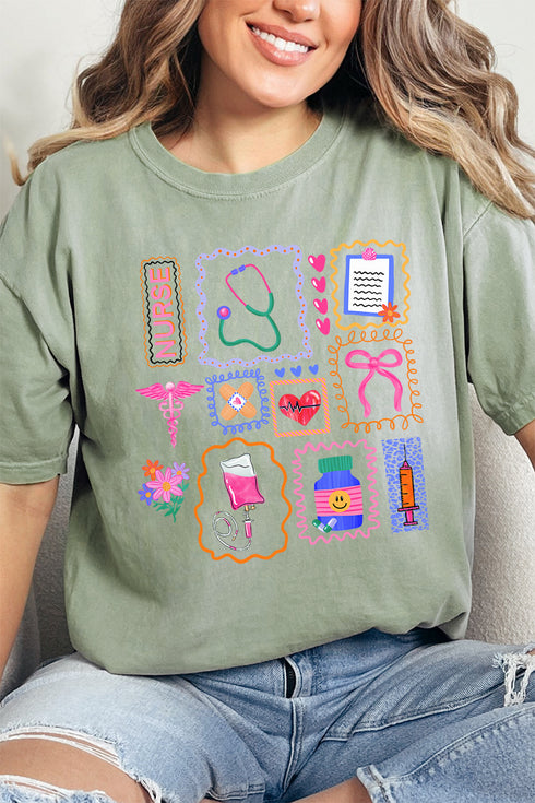 Preppy Nurse Swirl Comfort Colors Adult Ring-Spun Cotton Tee