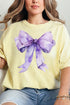 Purple Watercolor Bow Comfort Colors Adult Ring-Spun Cotton Tee