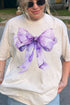 Purple Watercolor Bow Comfort Colors Adult Ring-Spun Cotton Tee