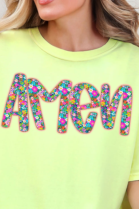 Radiant Amen Floral Comfort Colors Adult Ring-Spun Cotton Tee