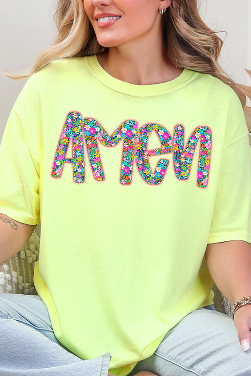 Radiant Amen Floral Comfort Colors Adult Ring-Spun Cotton Tee