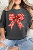 Red Raspberry Dot Bow Comfort Colors Adult Ring-Spun Cotton Tee