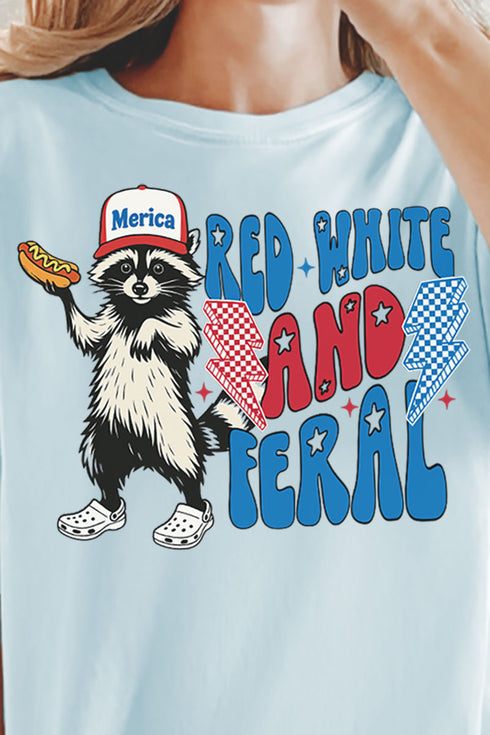 Red, White, And Feral Comfort Colors Adult Ring-Spun Cotton Tee