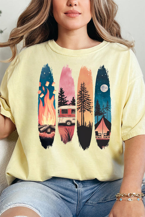 Retro Around The Fire Comfort Colors Adult Ring-Spun Cotton Tee