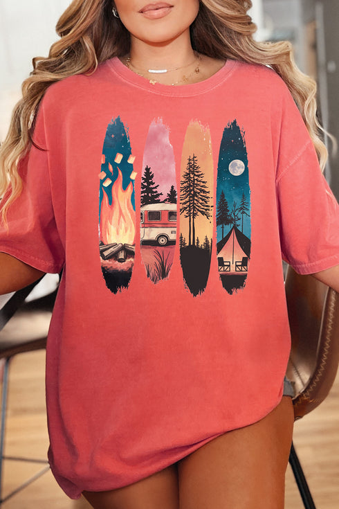 Retro Around The Fire Comfort Colors Adult Ring-Spun Cotton Tee